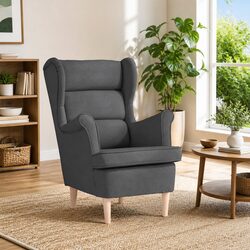 Durable Dark Grey Upholstered Armchair with Compact Design