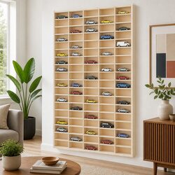 90-Compartment Wall-Mounted Wooden Display Case