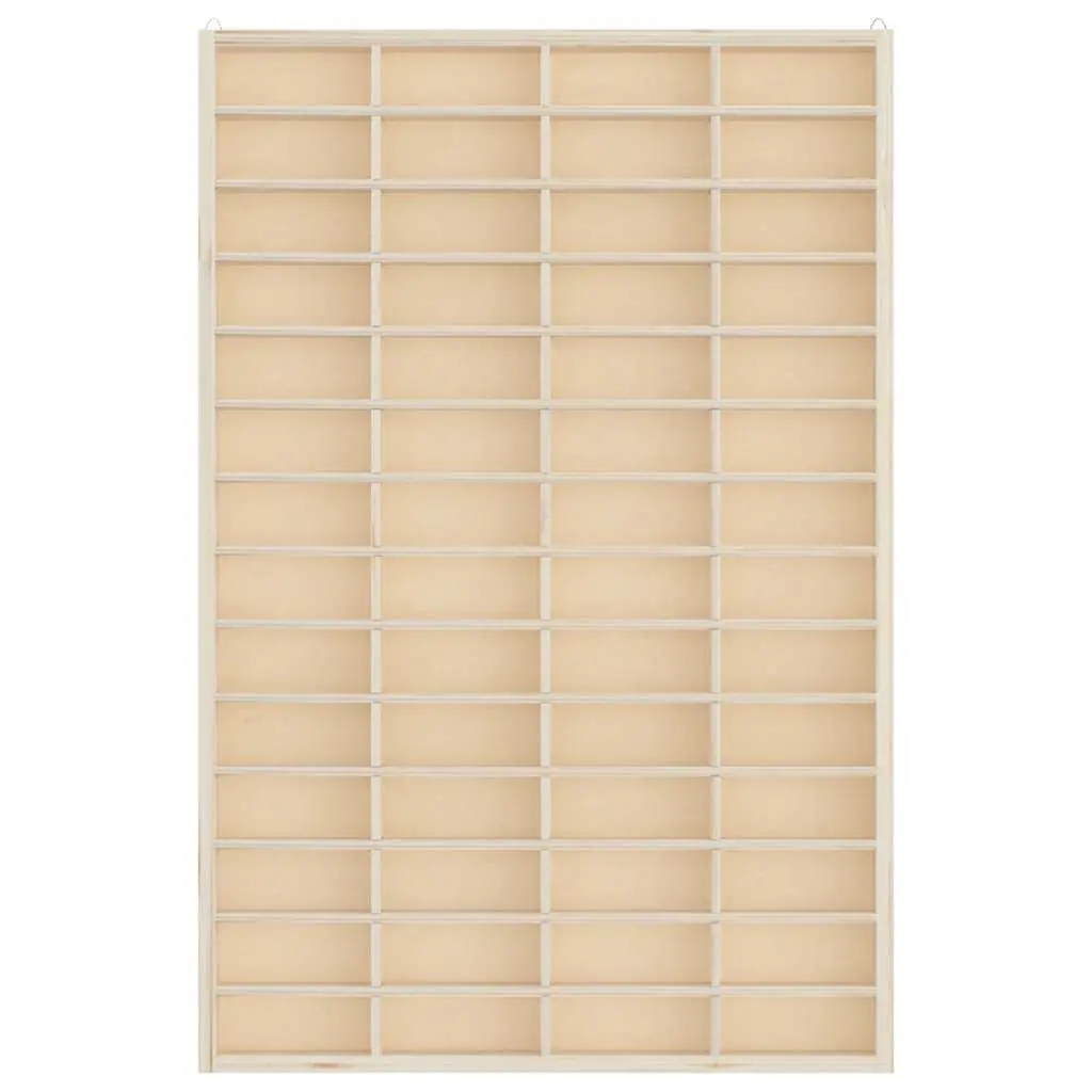 Wooden Display Case Wall Mounted Organiser Brown 56 Compartments Plywood