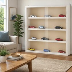 Wall-Mounted Wooden Display Cabinet with 4 Shelves in Brown