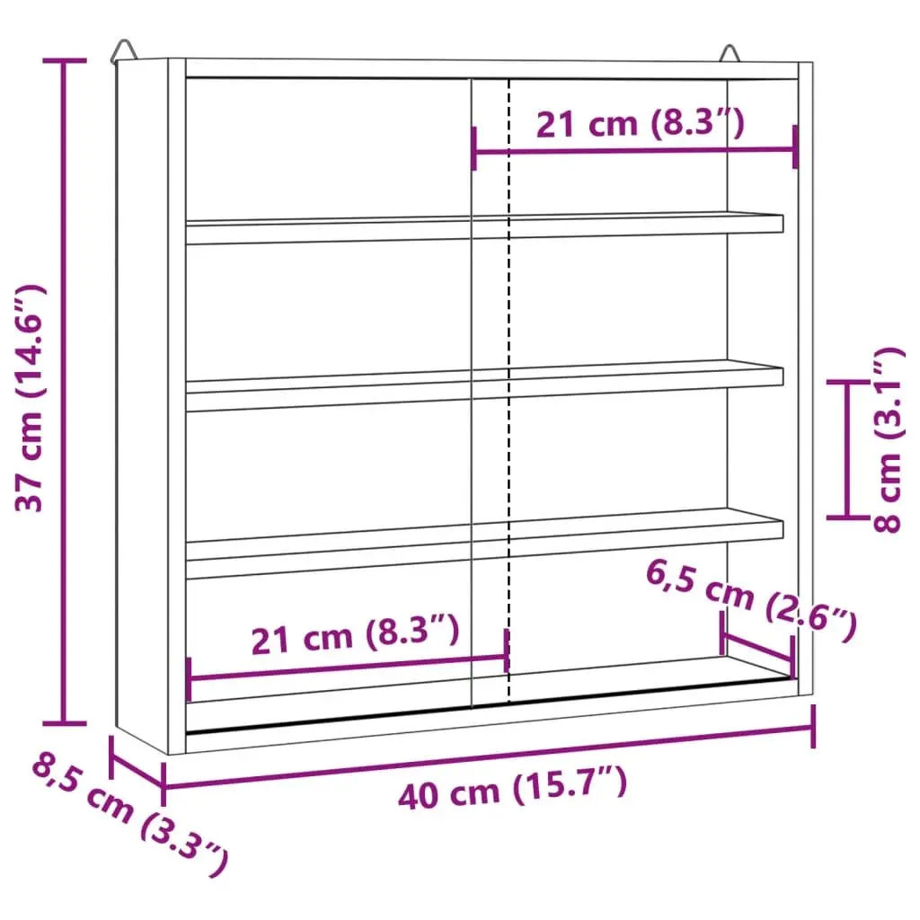 Wooden Display Cabinet Wall Mounted Transparent Doors 4 Shelves Brown