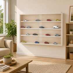 Wall Mounted Wooden Display Cabinet with 4 Shelves