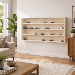 Wooden Wall-Mounted Display Case with 4 Shelves