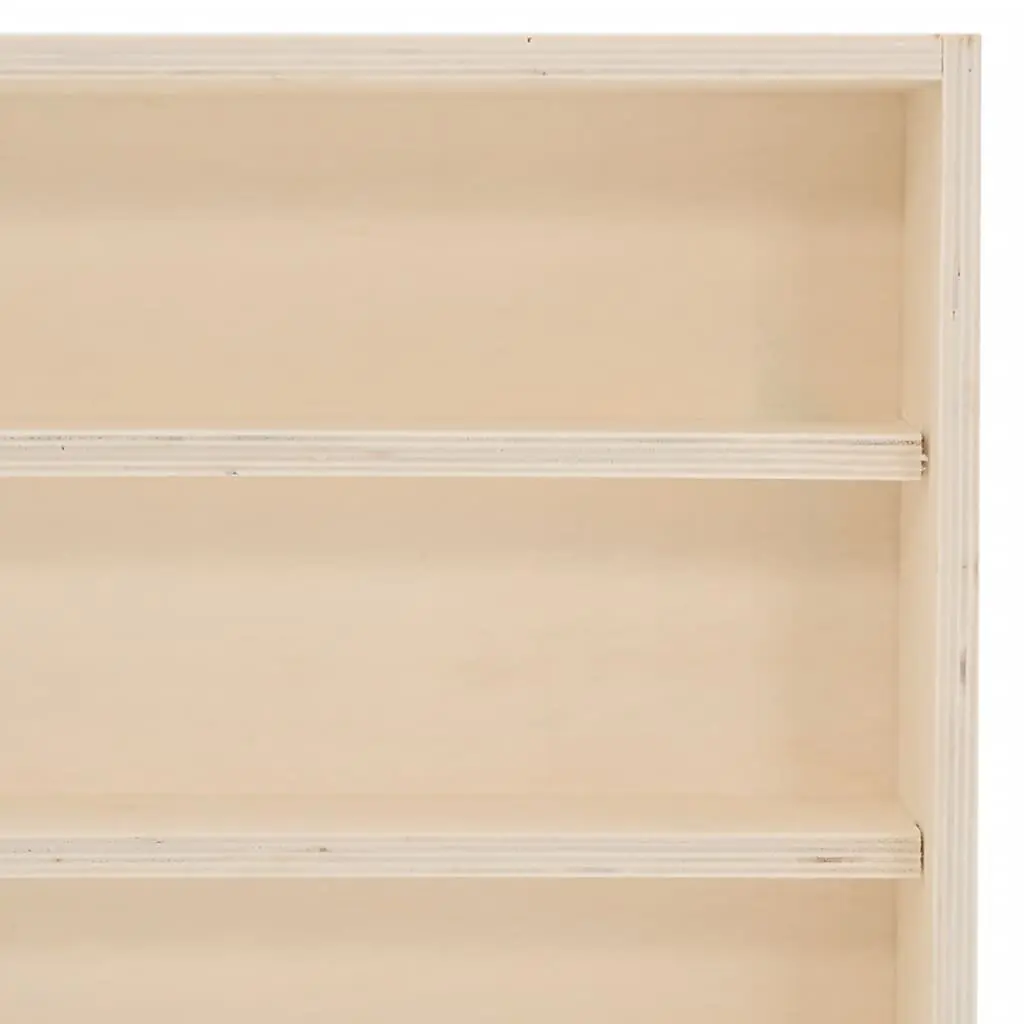 Wooden Wall Mounted Display Case with Doors Organiser 4 Shelves Brown