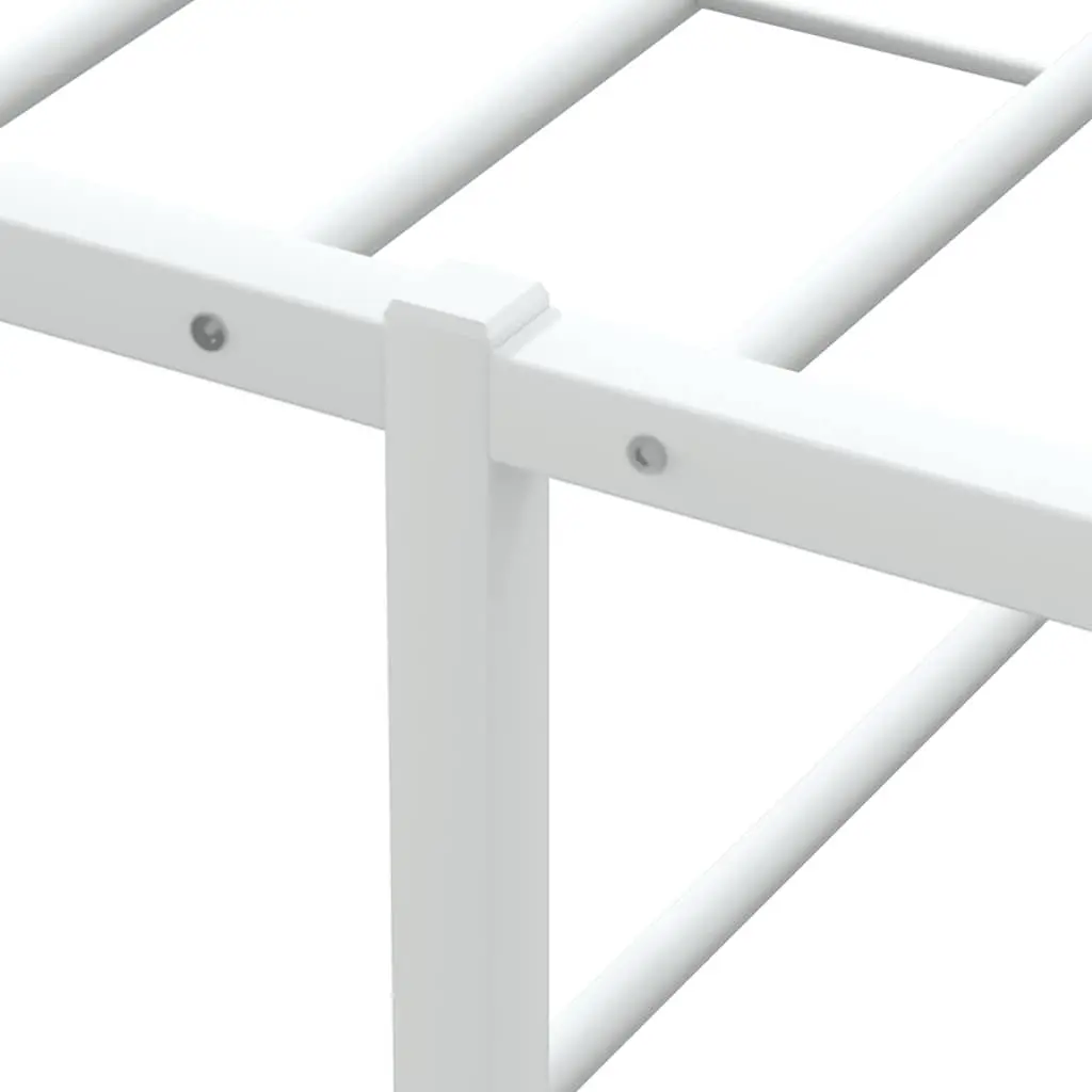 Metal Bed Frame White Slatted Base 153x203 cm Bedroom Use