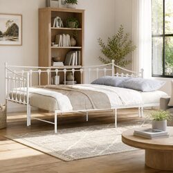 Modern Design White Daybed with Trundle Frame