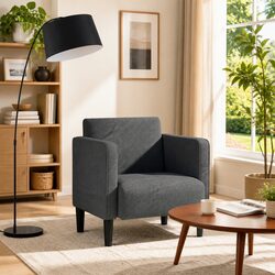 54cm Arm Chair with Armrests in Dark Grey Corduroy