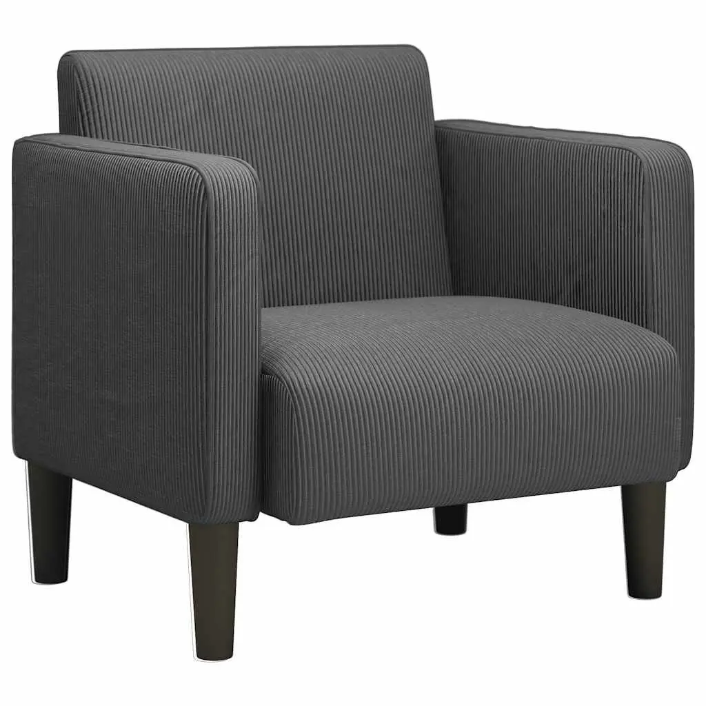 Arm Chair with Armrests Dark Grey 54cm Corduroy Upholstered Lounge Seating