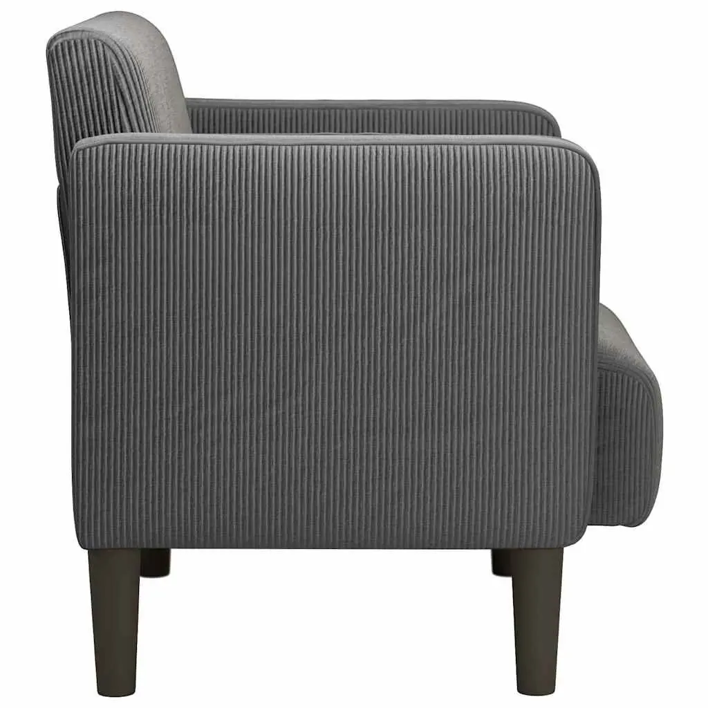 Arm Chair with Armrests Dark Grey 54cm Corduroy Upholstered Lounge Seating