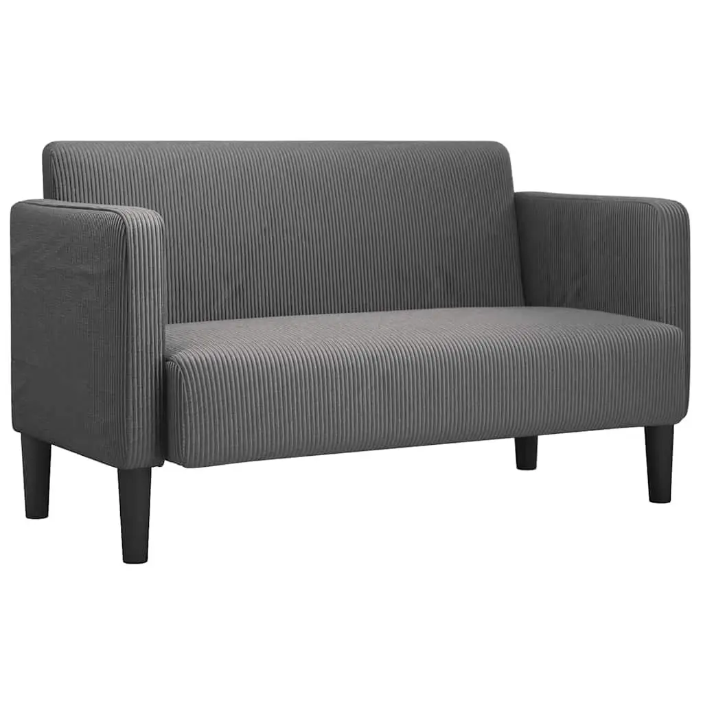 Loveseat Sofa Grey Corduroy Fabric 109cm Compact Two Seater Couch Furniture