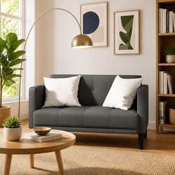 Compact Dark Grey Loveseat Sofa Dimensions 111cm