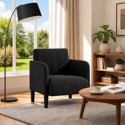 Black Velvet Arm Chair Sofa with Plywood Frame