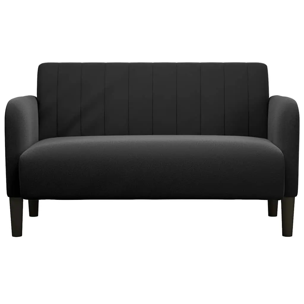 Loveseat Sofa Compact Black Velvet 109cm Modern Two-Seater Couch