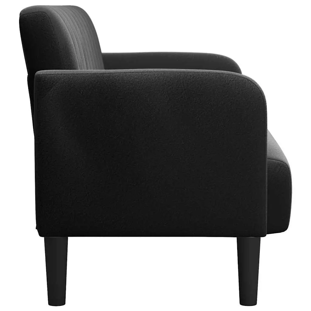 Loveseat Sofa Compact Black Velvet 109cm Modern Two-Seater Couch