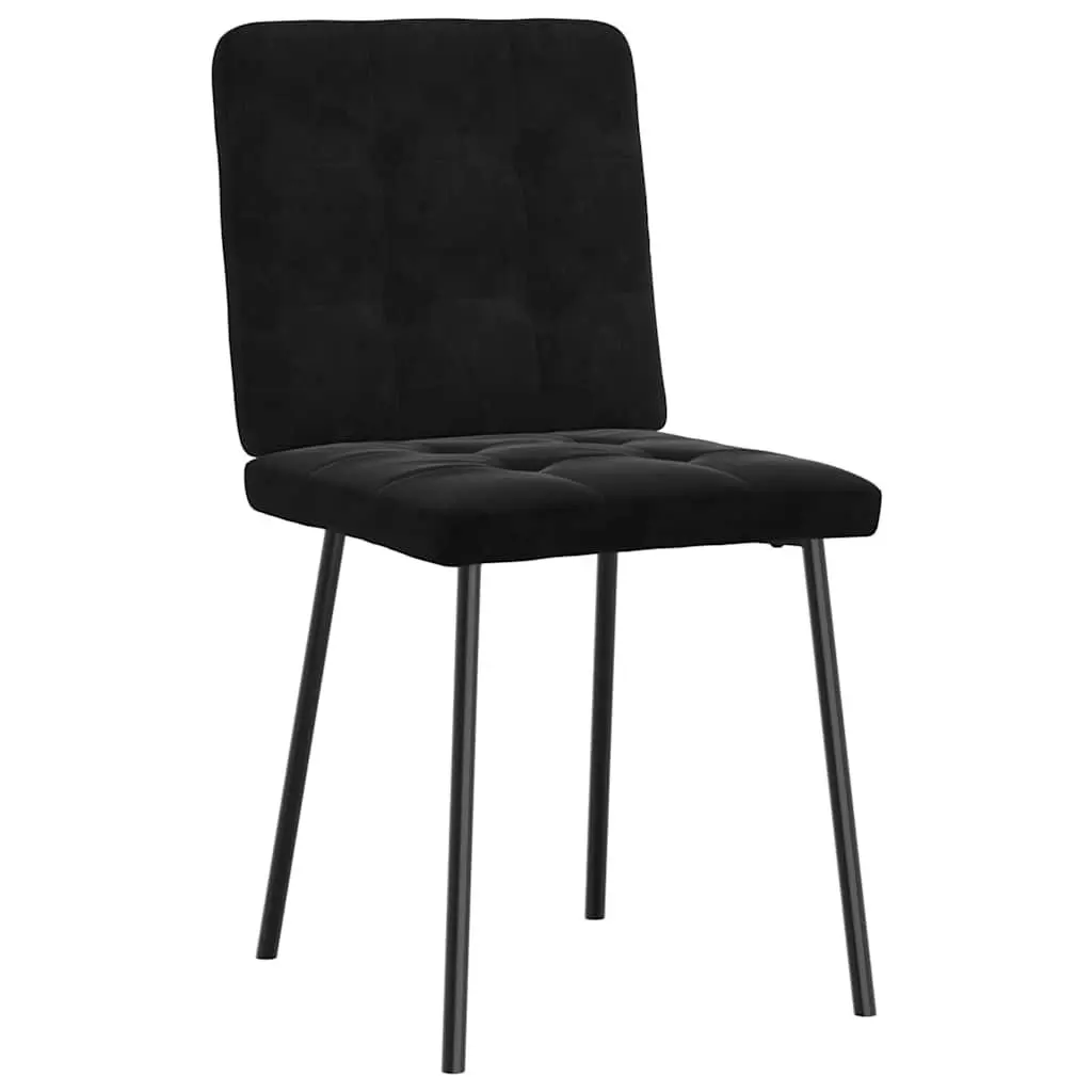 Dining Chairs Foam Padded Seat Black Velvet Set of 2
