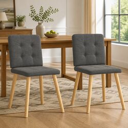 Durable Grey Fabric Dining Chairs Set of 2