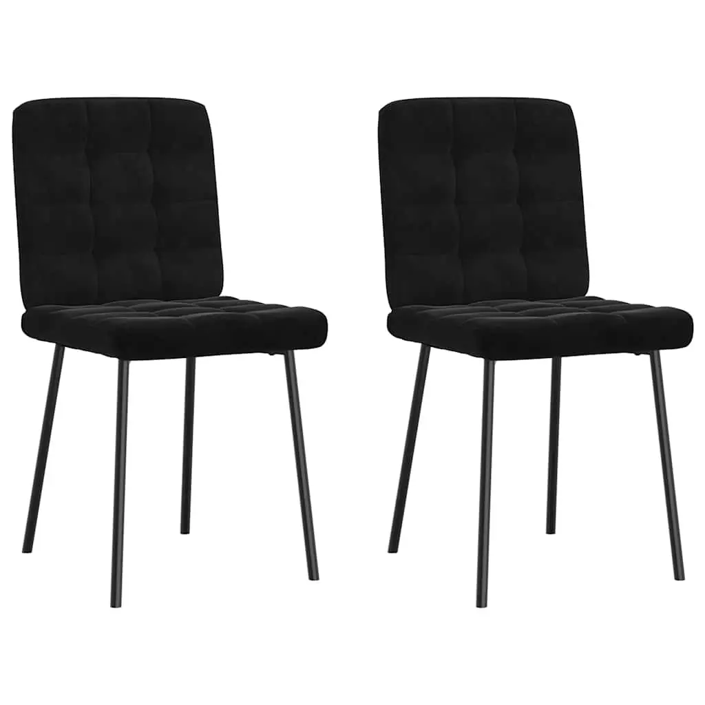 Dining Chairs Soft Velvet Fabric Foam Padding 2 Piece Black
