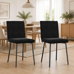 Durable Ergonomic Black Velvet Dining Chairs, Set of 2