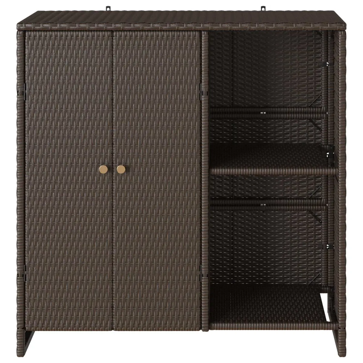 Storage Cabinet Rattan Brown Rectangular Living Room Furniture with Shelves