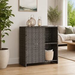 Rectangular Rattan Storage Cabinet in Grey, 100x36x102cm
