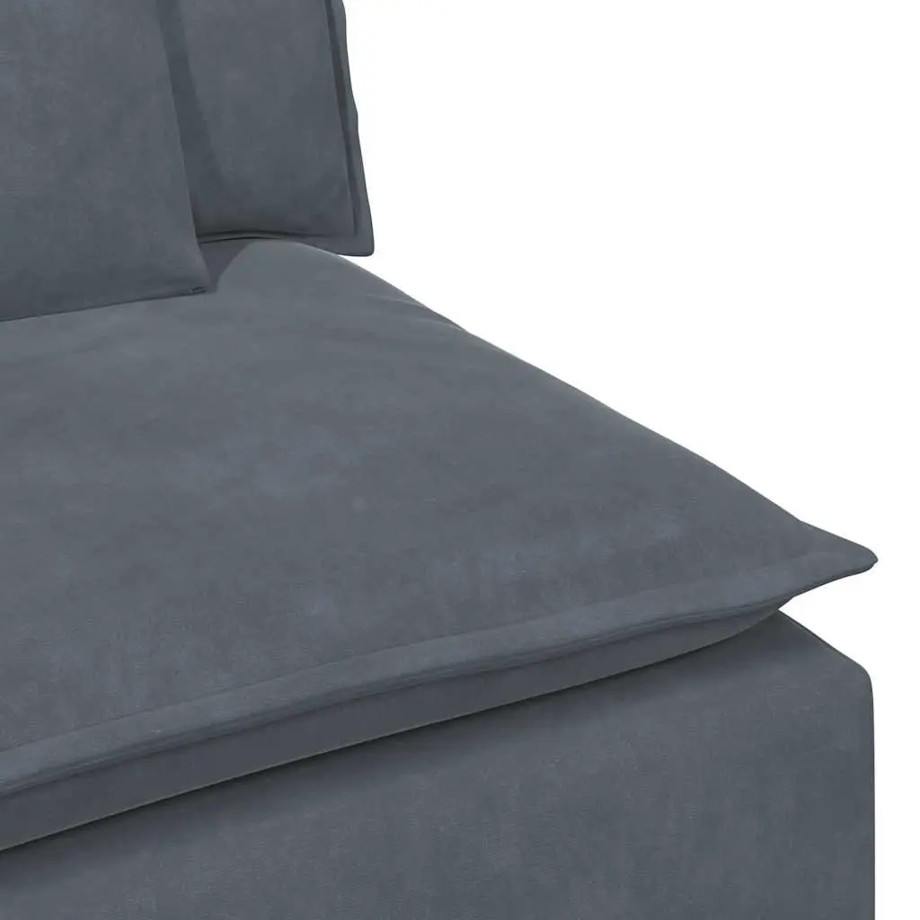 Armrest End Module Sectional Unit Grey 100cm Velvet with Cushions