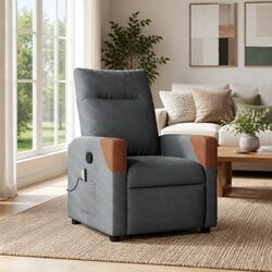 Manual Recline Grey Fabric Massage Chair 6 Points