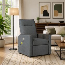 Manual Recline Grey Fabric Massage Armchair