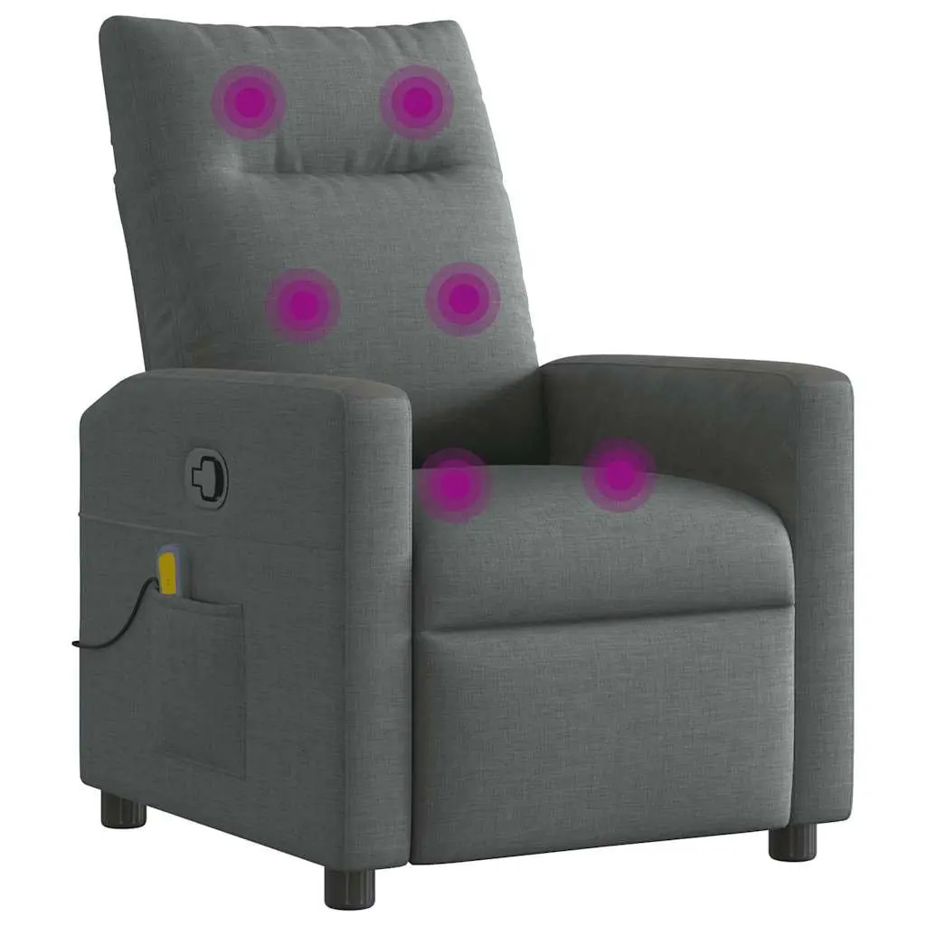 Recliner Chair Dark Grey Fabric Manual Vibration Massage Adjustable Armchair Comfort