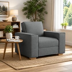 Dark Grey Sofa Chair with Wooden and Metal Frame