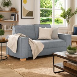 2-Seater Sofa in Grey Fabric with Durable Structure