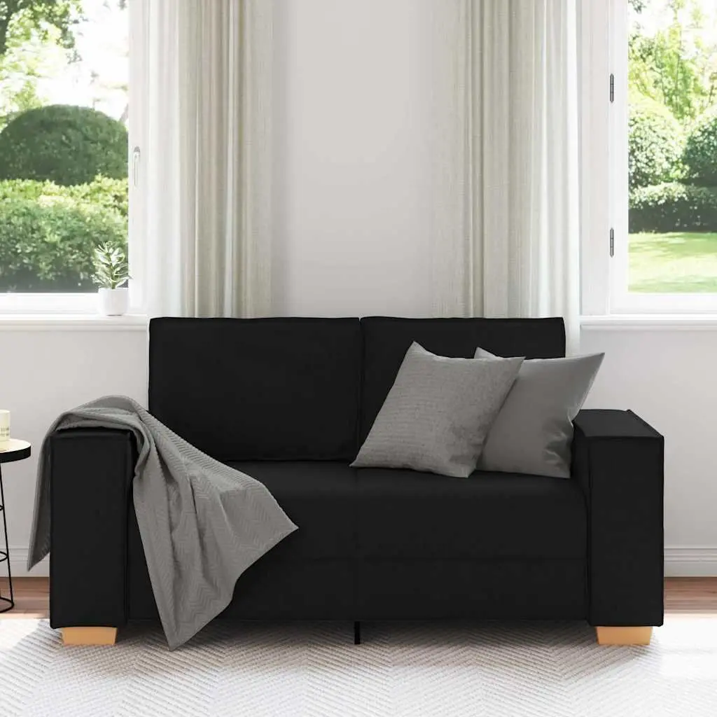 2-Seater Sofa Black Fabric Lounge Couch Living Room Furniture 160x78x84cm