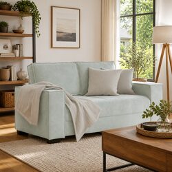 2-Seater Sofa with Velvet Upholstery in Light Grey