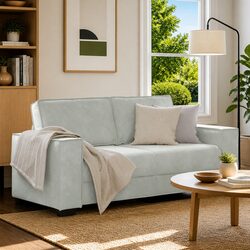 2-Seater Light Grey Velvet Sofa with Robust Frame