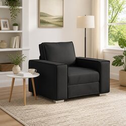 100cm Black Sofa Chair with Faux Leather Upholstery