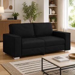 180cm Black Loveseat Sofa with Durable Faux Leather