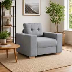 Durable Grey Fabric Sofa Chair with Sturdy Frame