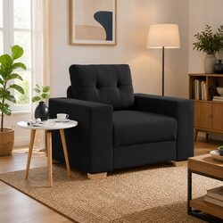 Black Fabric Armchair with Durable Construction and Comfort