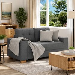 Compact Dark Grey Loveseat Sofa 2-Seater Dimensions 160x77x82cm