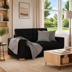 Two-Seater Loveseat Sofa in Black - 160x77x82 cm