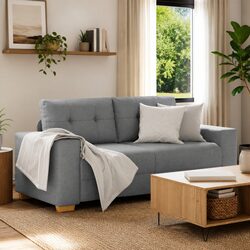 Fabric Upholstered Loveseat Sofa in Grey, 180x77x82cm