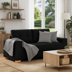 Loveseat Sofa Black 180x77x82cm with Plywood Frame