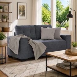Two Seater Loveseat Sofa Grey 160x77x82 cm Velvet Fabric