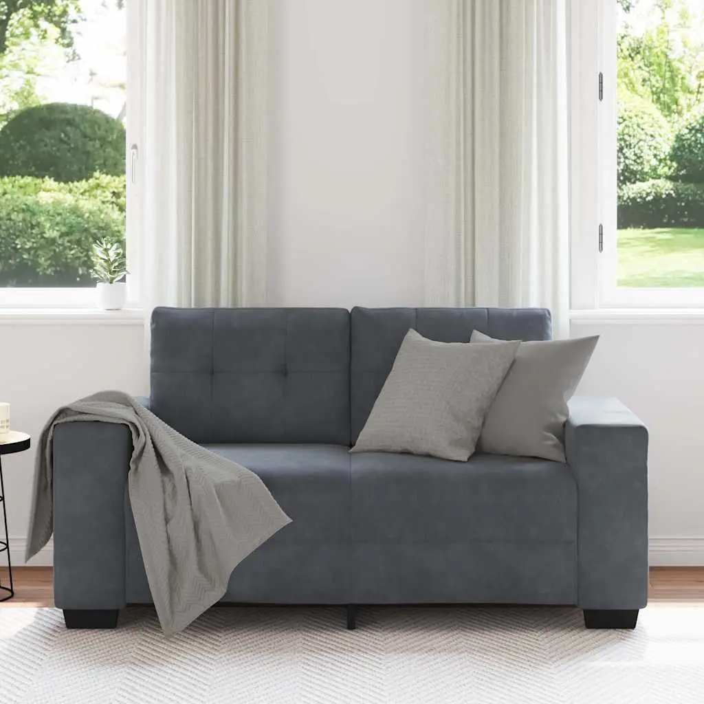 Loveseat Sofa Comfort Dark Grey Velvet 2 Seater