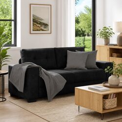 Black Velvet Loveseat Sofa with Sturdy Frame 180x77x82cm