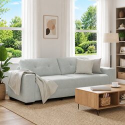 3-Seater Sofa in Grey Velvet with Plywood Frame
