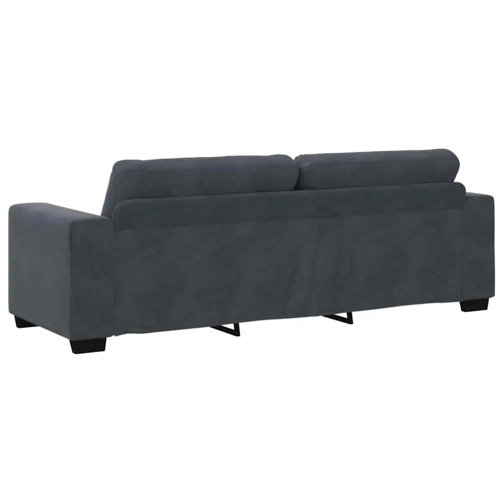 3-Seater Sofa Grey Velvet Living Room Furniture Relaxation Couch Padded Seats
