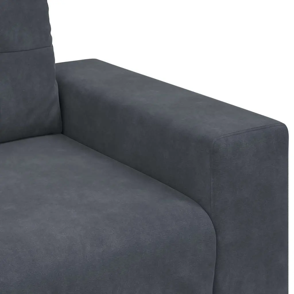 3-Seater Sofa Grey Velvet Living Room Furniture Relaxation Couch Padded Seats