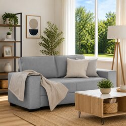2-Seater Sofa with Wooden and Metal Frame, Light Grey