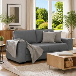 2-Seater Sofa in Dark Grey Polyester Fabric