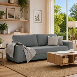 3-Seater Dark Grey Fabric Sofa 220x77x82 cm